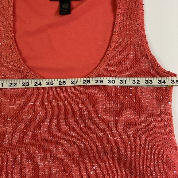 ASHLEY STWART SEQUINED FRONT,PEACH, ARMHOLE TOP. SIZE14-16 - Picture 6 of 8